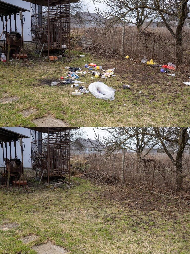 Before: Yard full of debris