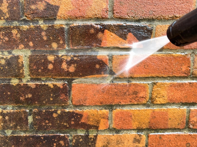 Before: Dirty brick wall